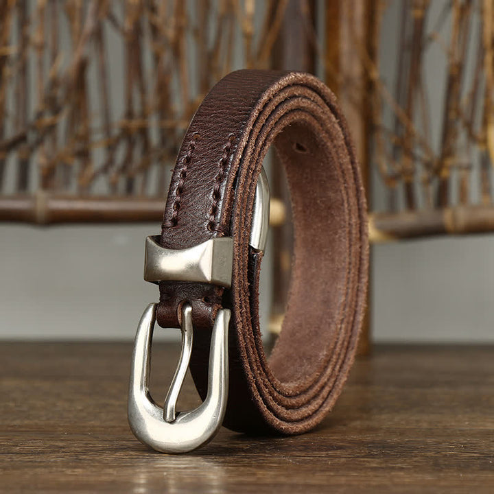 Cinturón de cuero con cintura estrecha y estilo retro para mujer