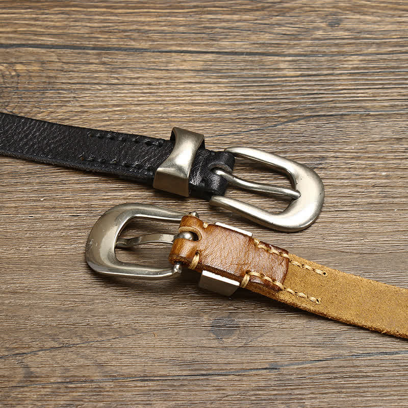 Cinturón de cuero con cintura estrecha y estilo retro para mujer