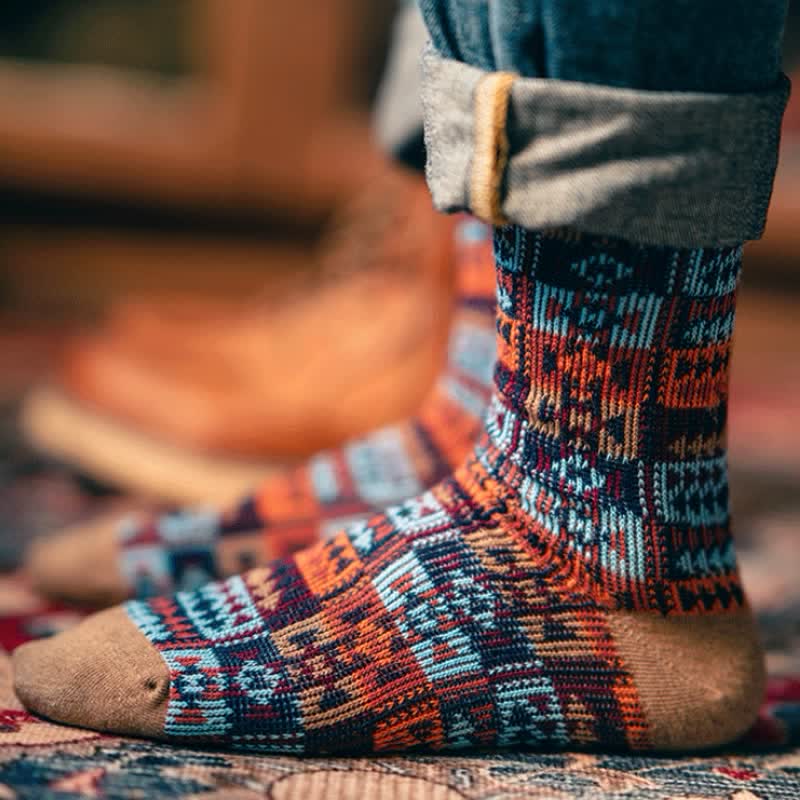 Calcetines de algodón con estampado tribal étnico vintage