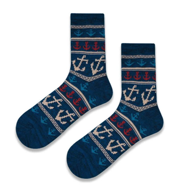 Calcetines de algodón con estampado de ancla y sabor náutico