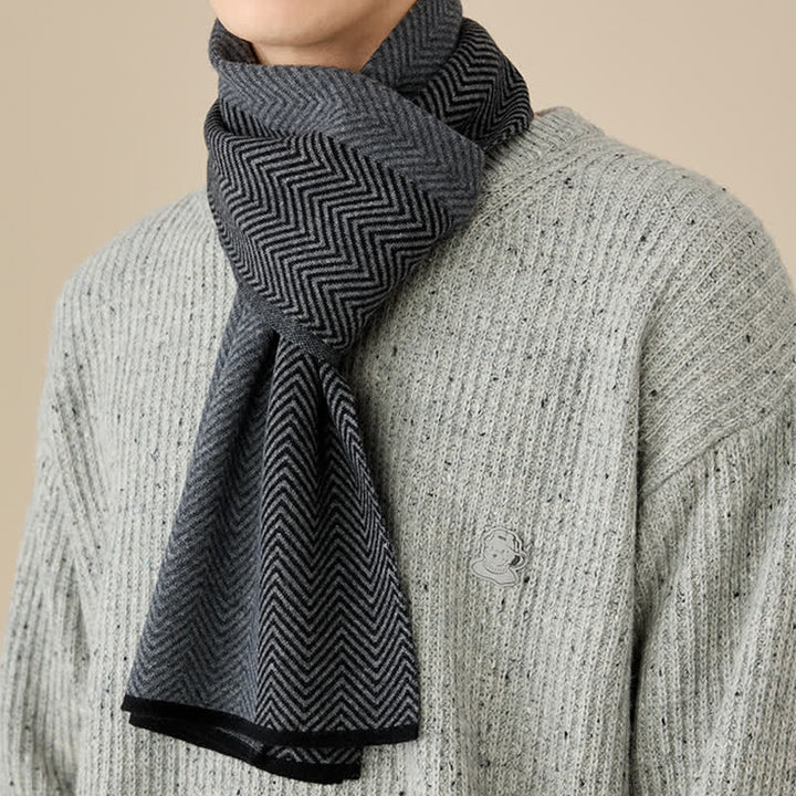 Bufanda de lana suave y acogedora con diseño de espiga de lujo para hombre