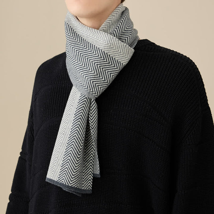 Bufanda de lana suave y acogedora con diseño de espiga de lujo para hombre