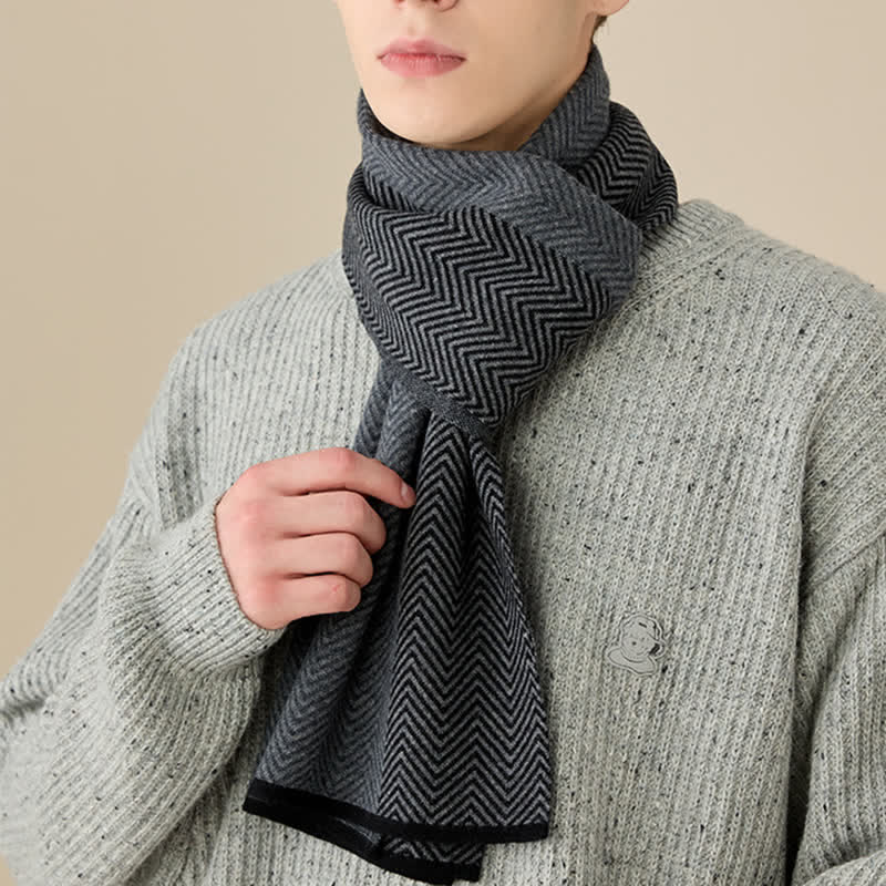 Bufanda de lana suave y acogedora con diseño de espiga de lujo para hombre