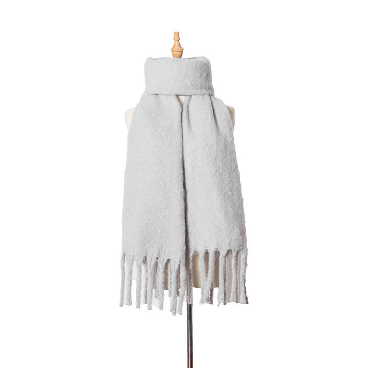 Bufanda unisex cálida de color puro con borlas gruesas