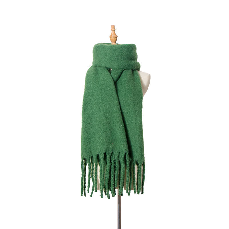 Bufanda unisex cálida de color puro con borlas gruesas
