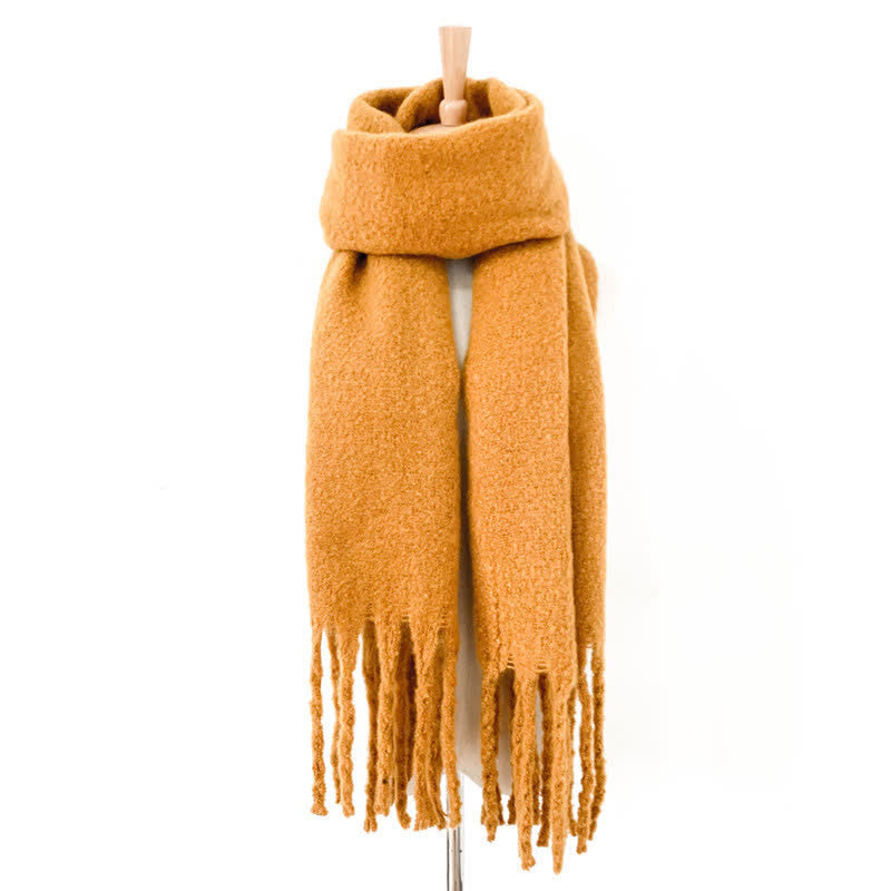 Bufanda unisex cálida de color puro con borlas gruesas
