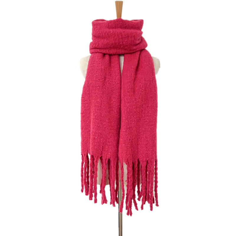 Bufanda unisex cálida de color puro con borlas gruesas