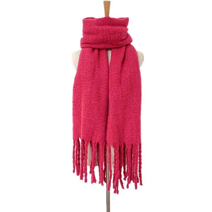 Bufanda unisex cálida de color puro con borlas gruesas