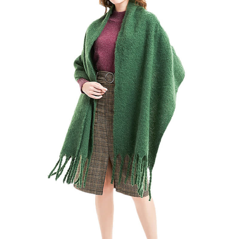 Bufanda unisex cálida de color puro con borlas gruesas