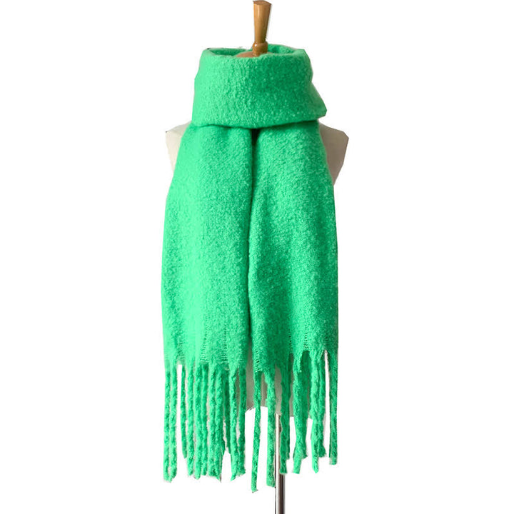 Bufanda unisex cálida de color puro con borlas gruesas