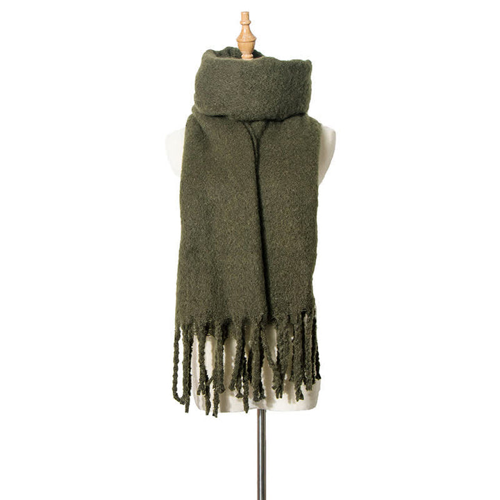 Bufanda unisex cálida de color puro con borlas gruesas