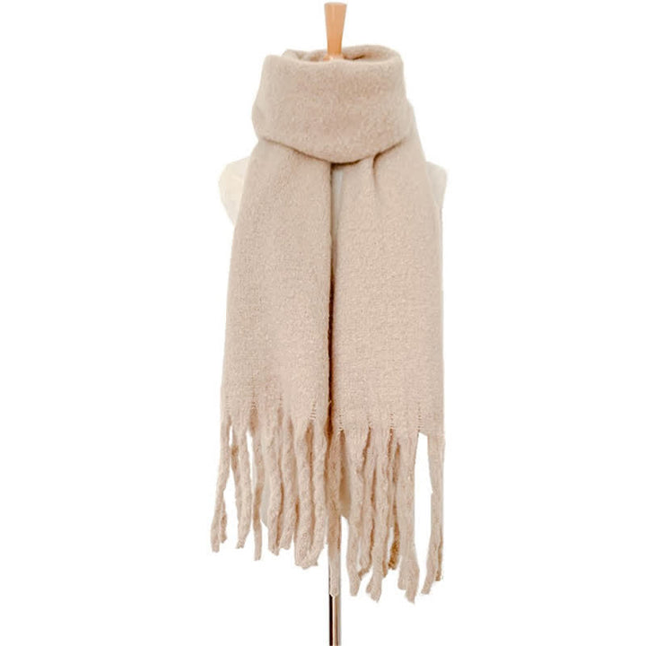 Bufanda unisex cálida de color puro con borlas gruesas