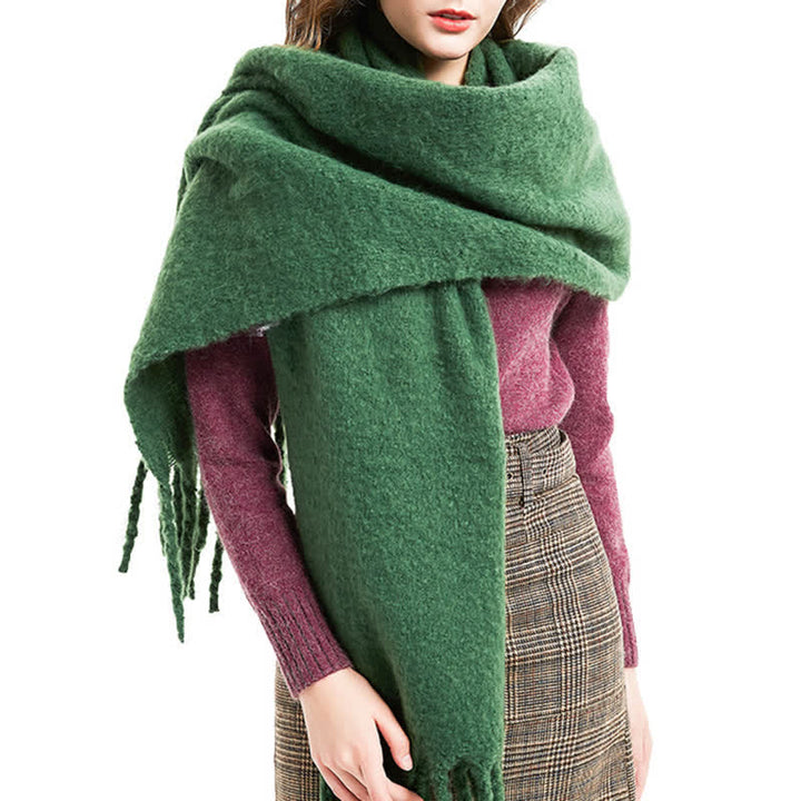 Bufanda unisex cálida de color puro con borlas gruesas