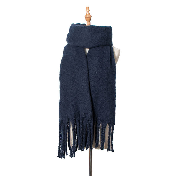 Bufanda unisex cálida de color puro con borlas gruesas