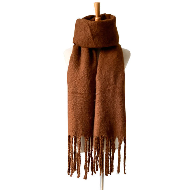 Bufanda unisex cálida de color puro con borlas gruesas
