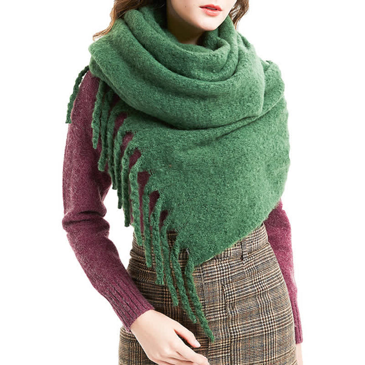 Bufanda unisex cálida de color puro con borlas gruesas