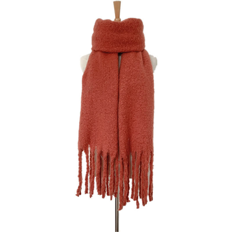 Bufanda unisex cálida de color puro con borlas gruesas