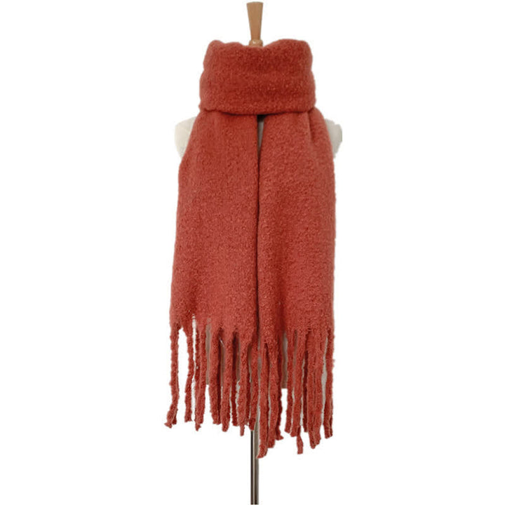Bufanda unisex cálida de color puro con borlas gruesas