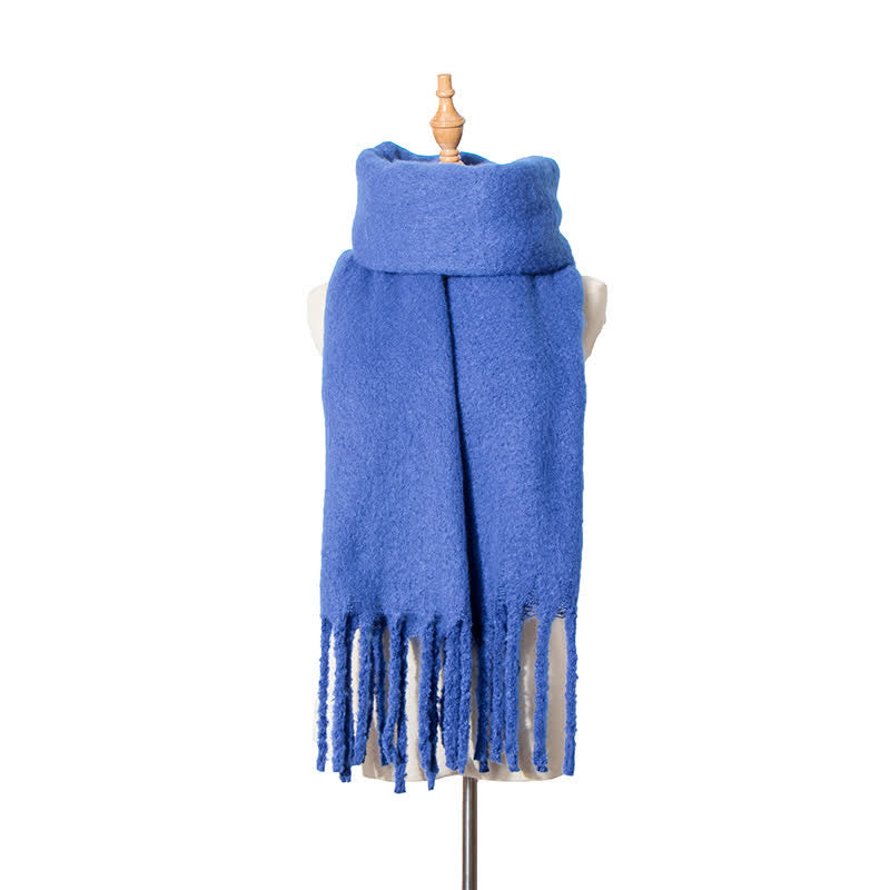 Bufanda unisex cálida de color puro con borlas gruesas