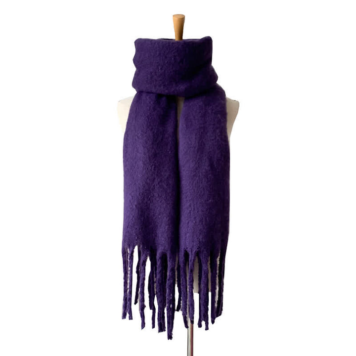 Bufanda unisex cálida de color puro con borlas gruesas