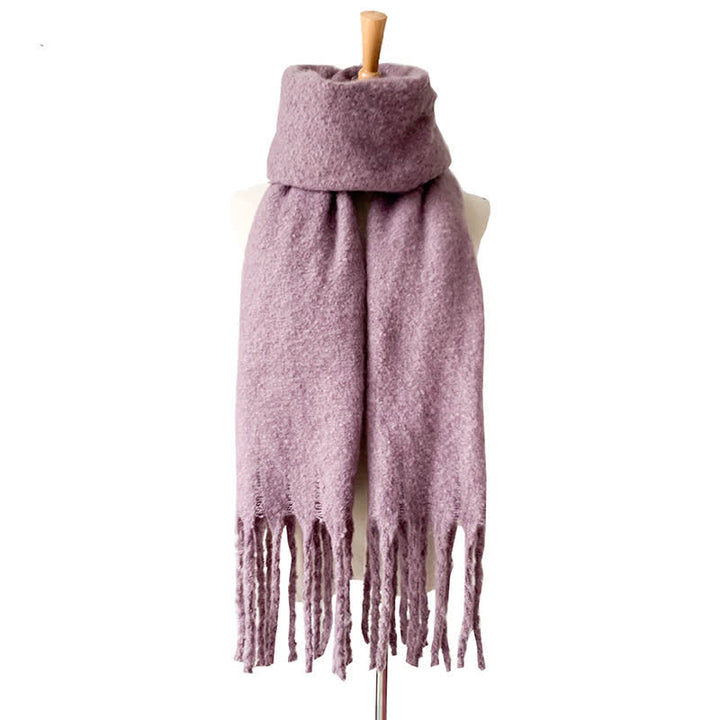 Bufanda unisex cálida de color puro con borlas gruesas