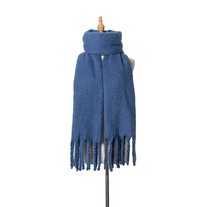 Bufanda unisex cálida de color puro con borlas gruesas