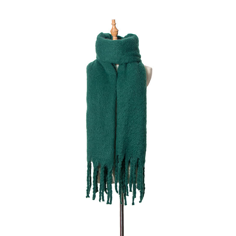 Bufanda unisex cálida de color puro con borlas gruesas