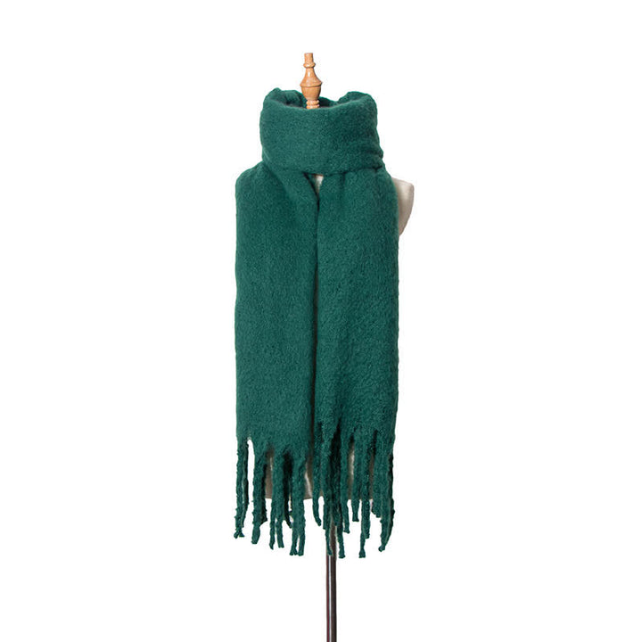 Bufanda unisex cálida de color puro con borlas gruesas