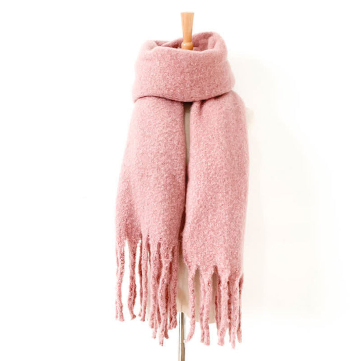 Bufanda unisex cálida de color puro con borlas gruesas