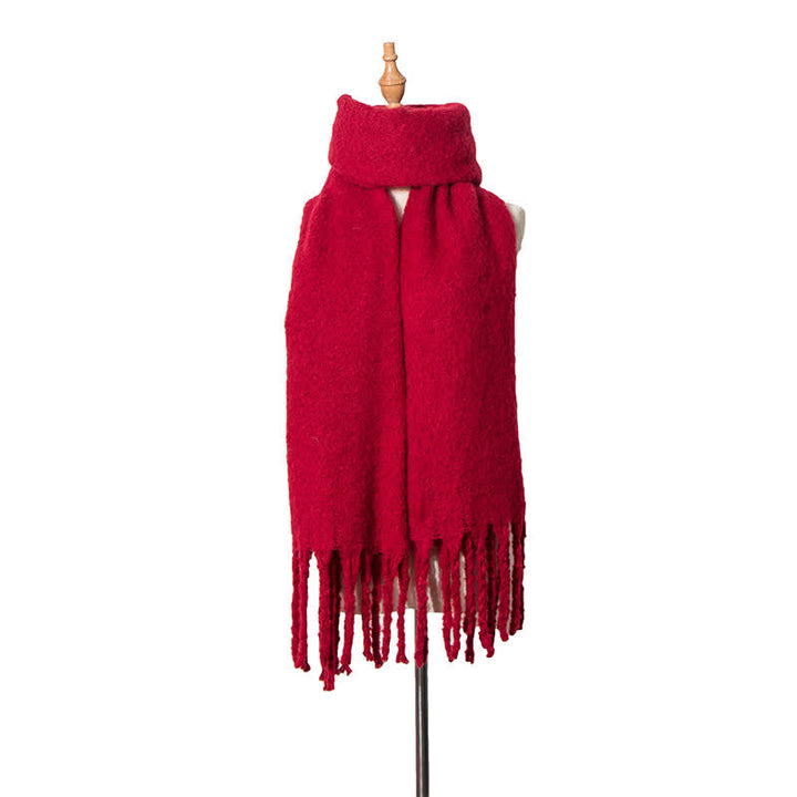 Bufanda unisex cálida de color puro con borlas gruesas
