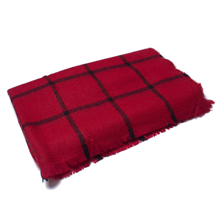 Bufanda unisex de cuadros escoceses con flecos