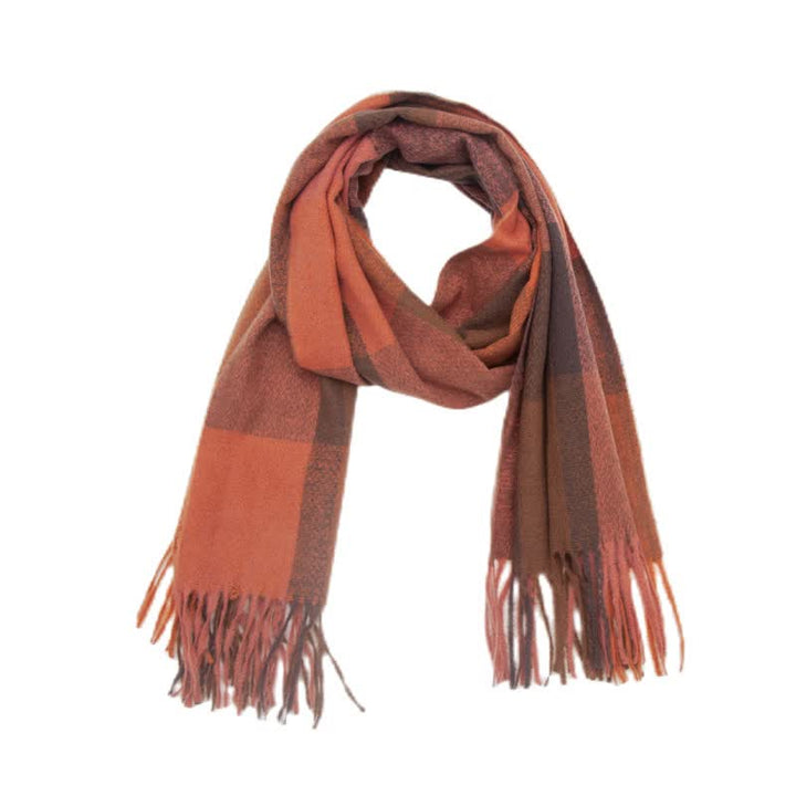 Bufanda unisex de invierno con flecos y cuadros escoceses de arcoíris