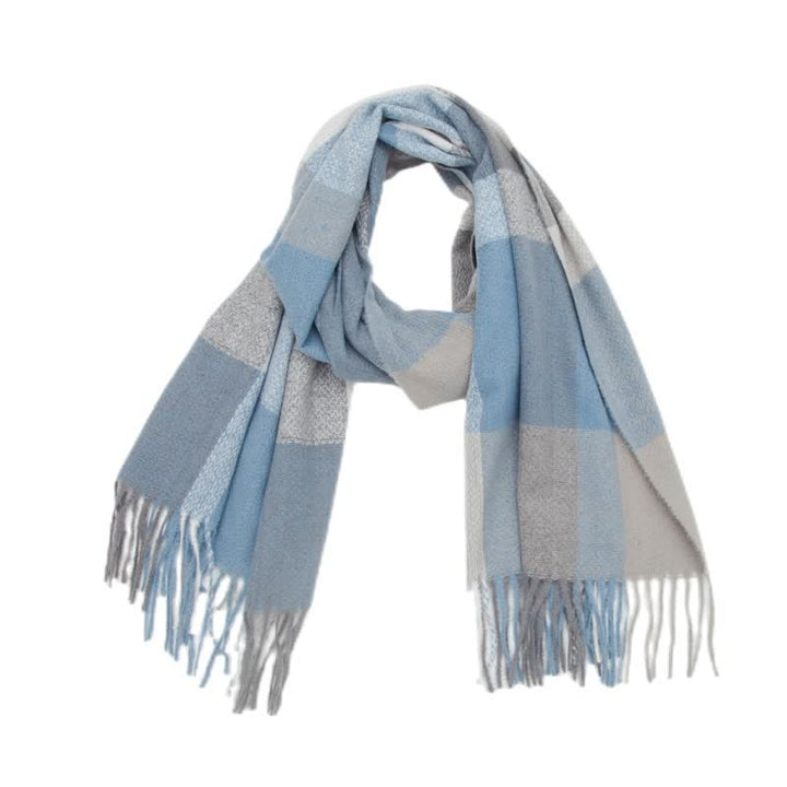Bufanda unisex de invierno con flecos y cuadros escoceses de arcoíris