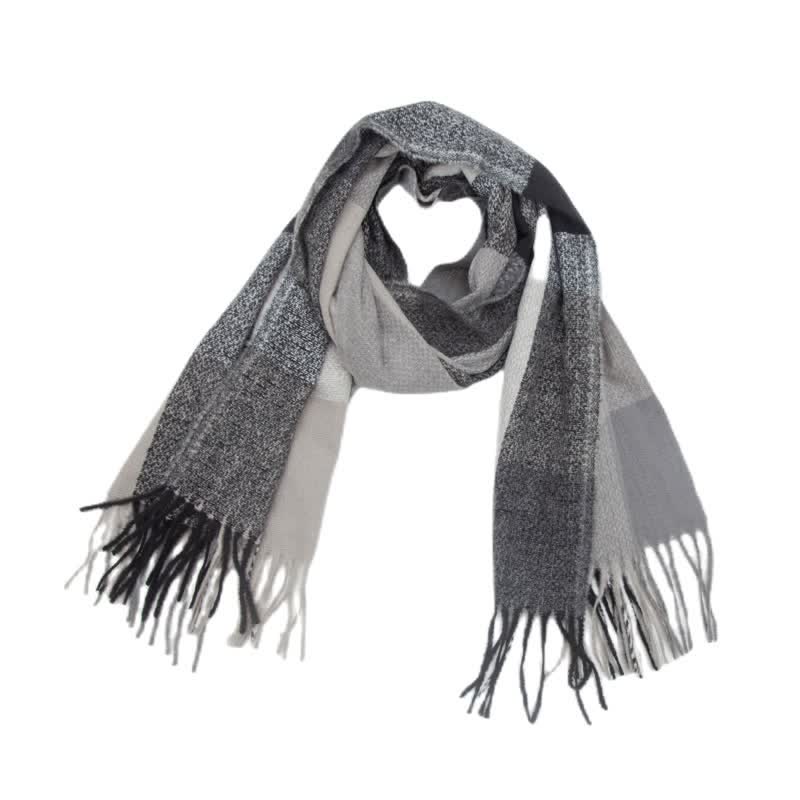 Bufanda unisex de invierno con flecos y cuadros escoceses de arcoíris