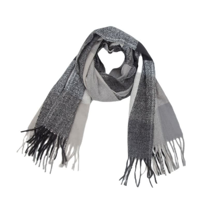 Bufanda unisex de invierno con flecos y cuadros escoceses de arcoíris