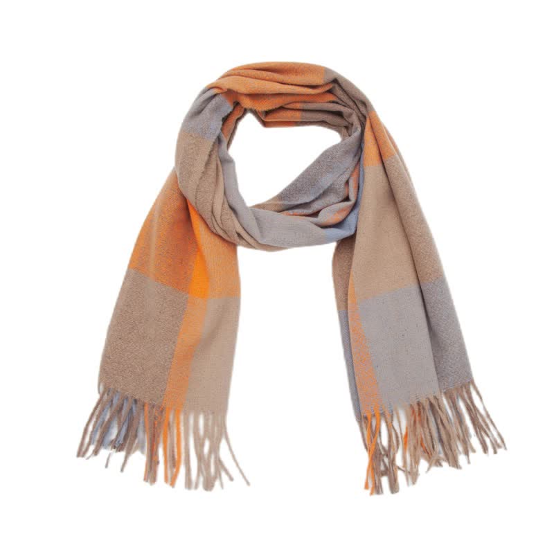Bufanda unisex de invierno con flecos y cuadros escoceses de arcoíris