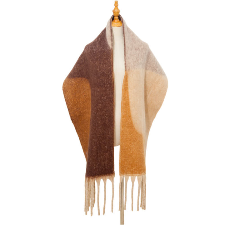 Bufanda unisex de color grueso con borlas abstractas