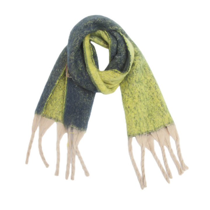 Bufanda unisex con borlas de colores degradados para clima frío