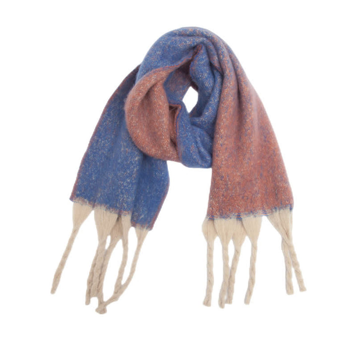 Bufanda unisex con borlas de colores degradados para clima frío