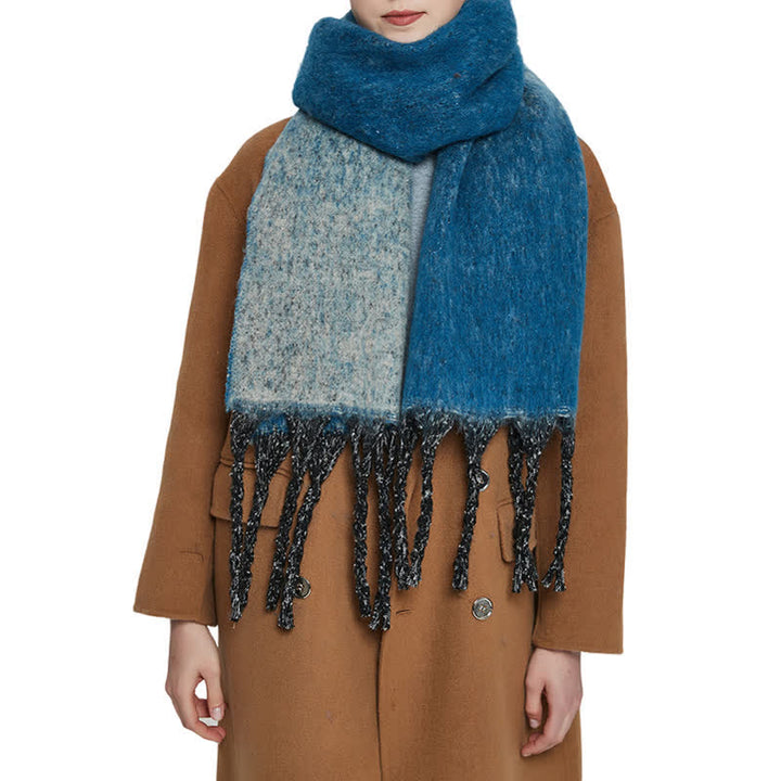 Bufanda unisex con borlas de colores degradados para clima frío