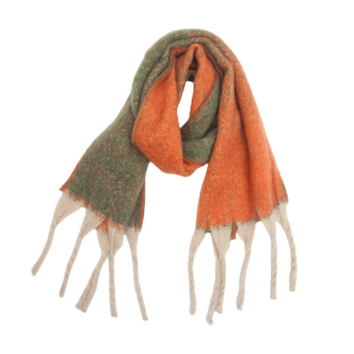 Bufanda unisex con borlas de colores degradados para clima frío