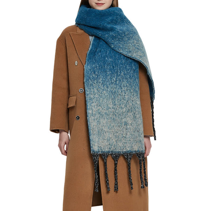 Bufanda unisex con borlas de colores degradados para clima frío
