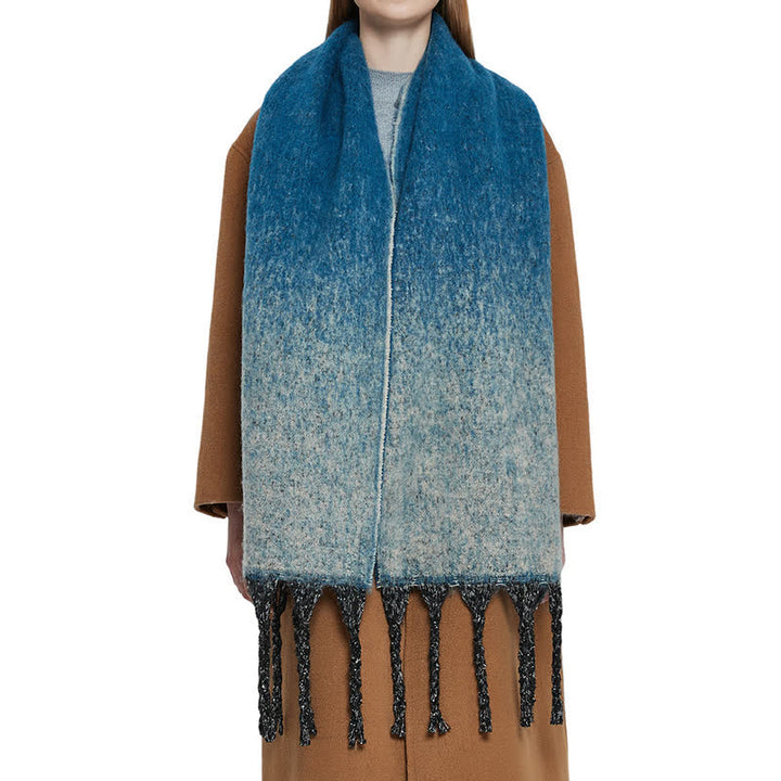 Bufanda unisex con borlas de colores degradados para clima frío