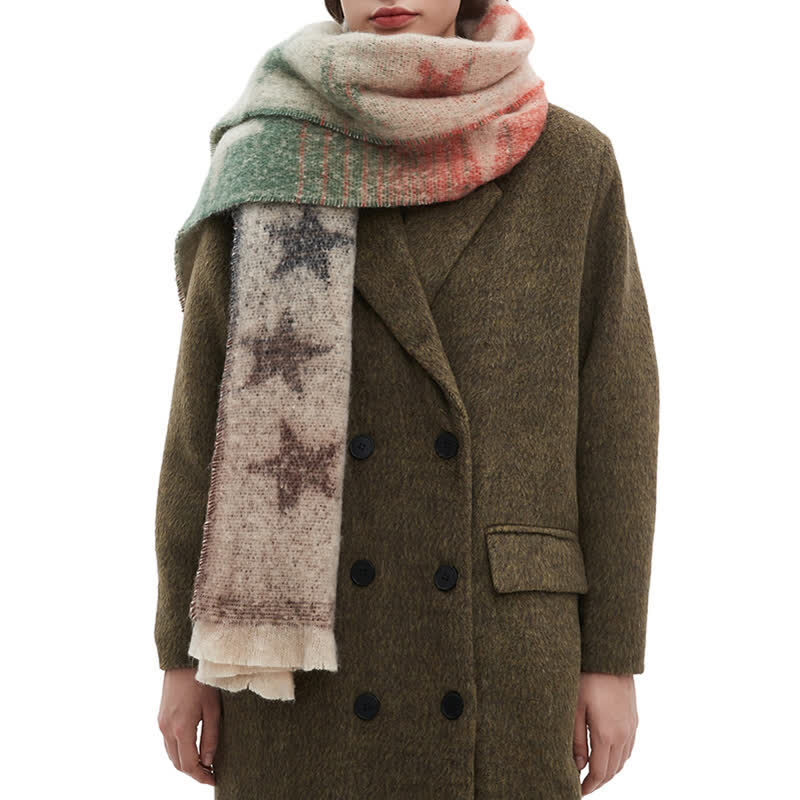 Bufanda unisex gruesa de moda con cinco puntas y estrella
