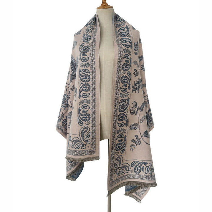 Bufanda unisex elegante con estampado de pájaros en vuelo y cachemira