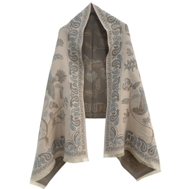 Bufanda unisex elegante con estampado de pájaros en vuelo y cachemira
