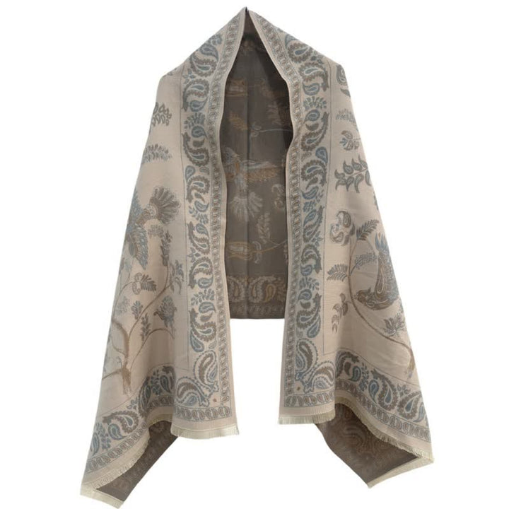 Bufanda unisex elegante con estampado de pájaros en vuelo y cachemira
