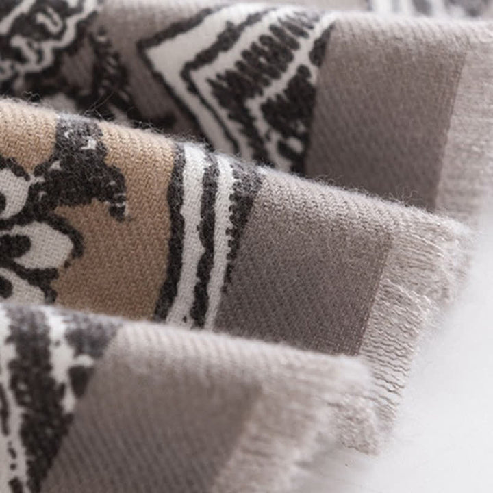 Bufanda estampada estilo nacional vintage gris para mujer