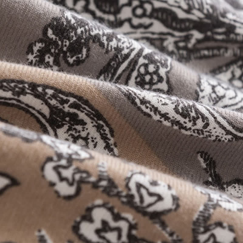 Bufanda estampada estilo nacional vintage gris para mujer