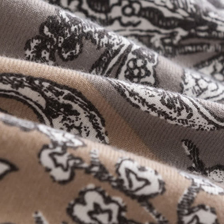 Bufanda estampada estilo nacional vintage gris para mujer